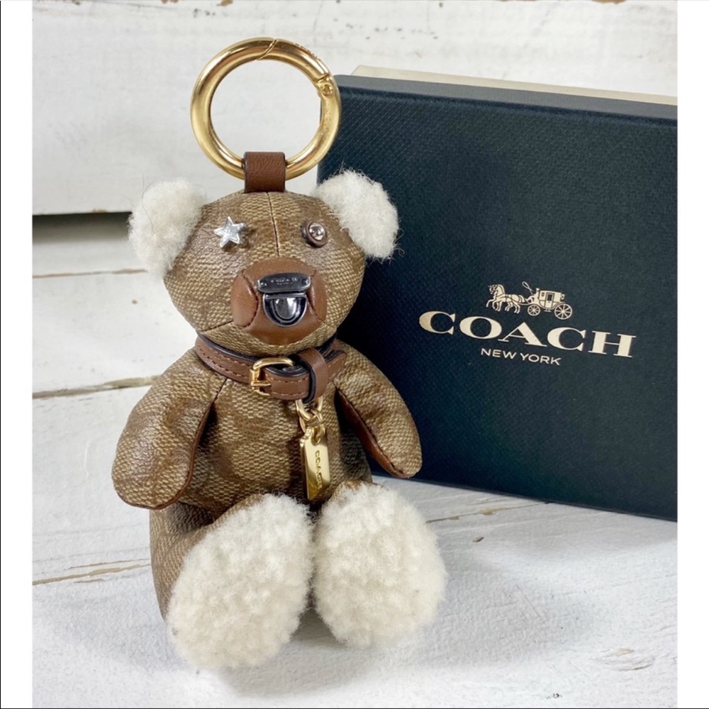 Coach Leather Logo Bear Bag Charm